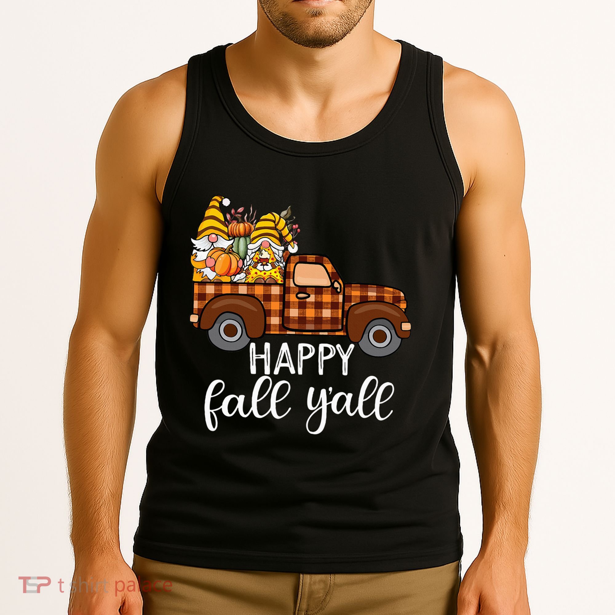 Gnomes Couple In Truck Pumpkin Spice Fall Yall Autumn Gnome Tank Top