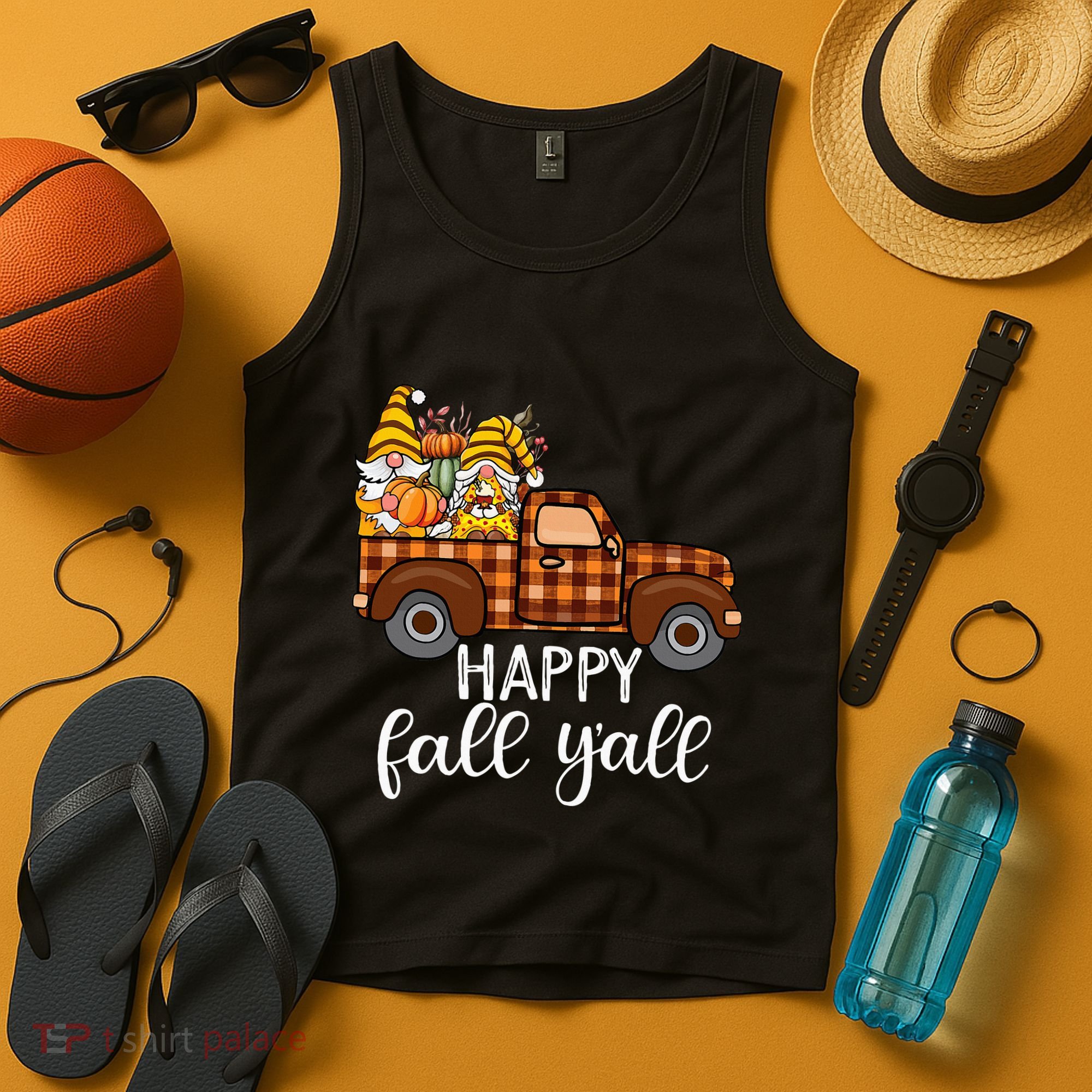Gnomes Couple In Truck Pumpkin Spice Fall Yall Autumn Gnome Tank Top