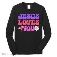 Groovy Christian Jesus Loves You 70's Hippie Long Sleeve Shirt thumb 0