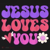 Groovy Christian Jesus Loves You 70's Hippie Long Sleeve Shirt thumb 2