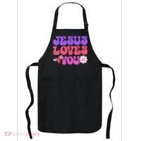 Groovy Christian Jesus Loves You 70's Hippie Apron thumb 0