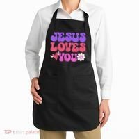 Groovy Christian Jesus Loves You 70's Hippie Apron thumb 2