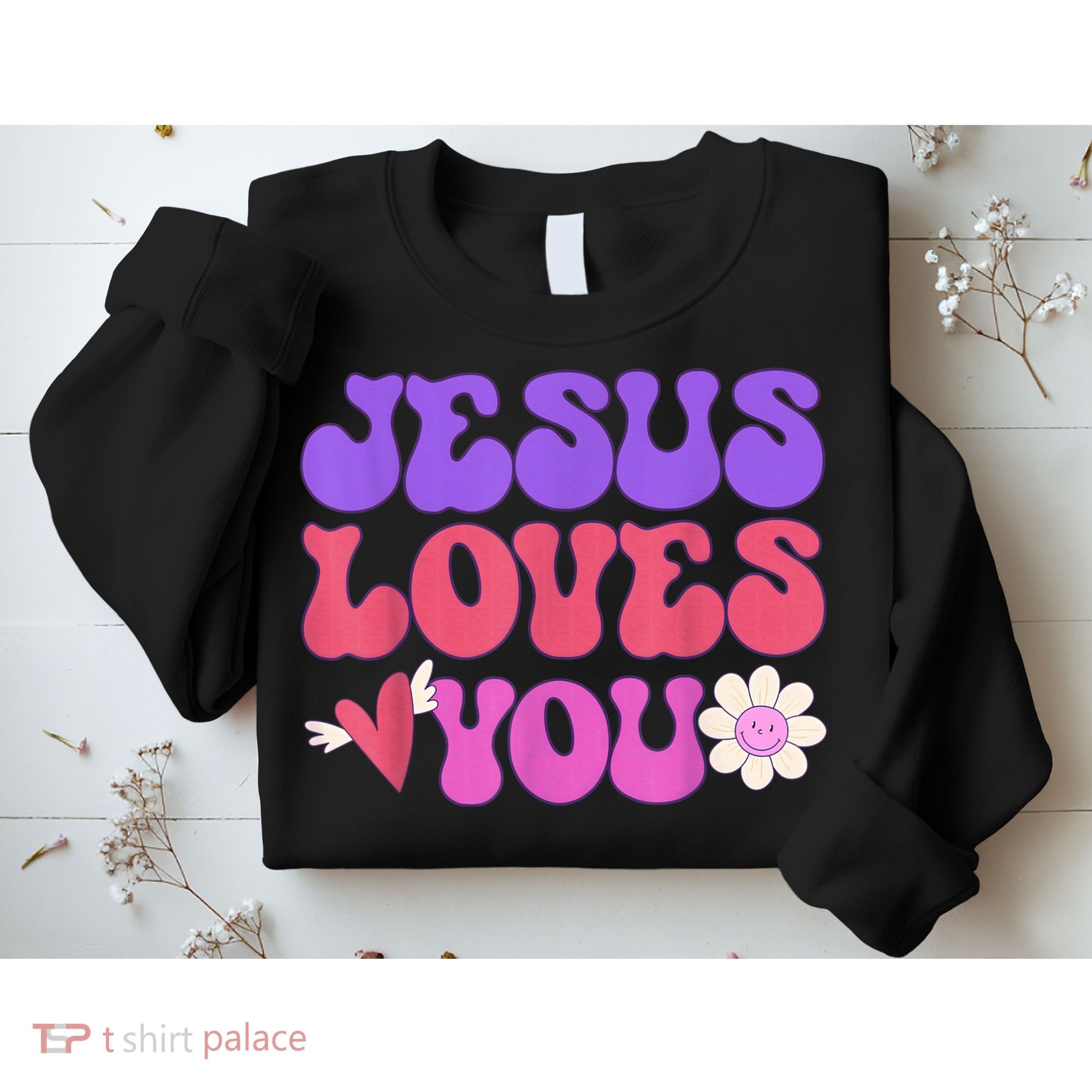 Groovy Christian Jesus Loves You 70's Hippie Sweatshirt