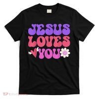 Groovy Christian Jesus Loves You 70's Hippie T-Shirt thumb 0