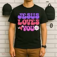 Groovy Christian Jesus Loves You 70's Hippie T-Shirt thumb 6