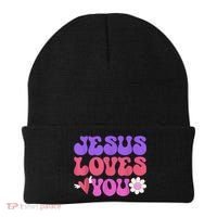 Groovy Christian Jesus Loves You 70's Hippie Beanie thumb 0
