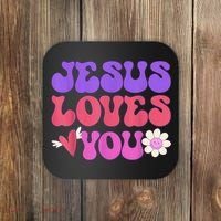 Groovy Christian Jesus Loves You 70's Hippie Coaster thumb 0