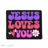Groovy Christian Jesus Loves You 70's Hippie Mousepad thumb 0