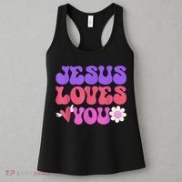 Groovy Christian Jesus Loves You 70's Hippie Women's Tank Top thumb 3