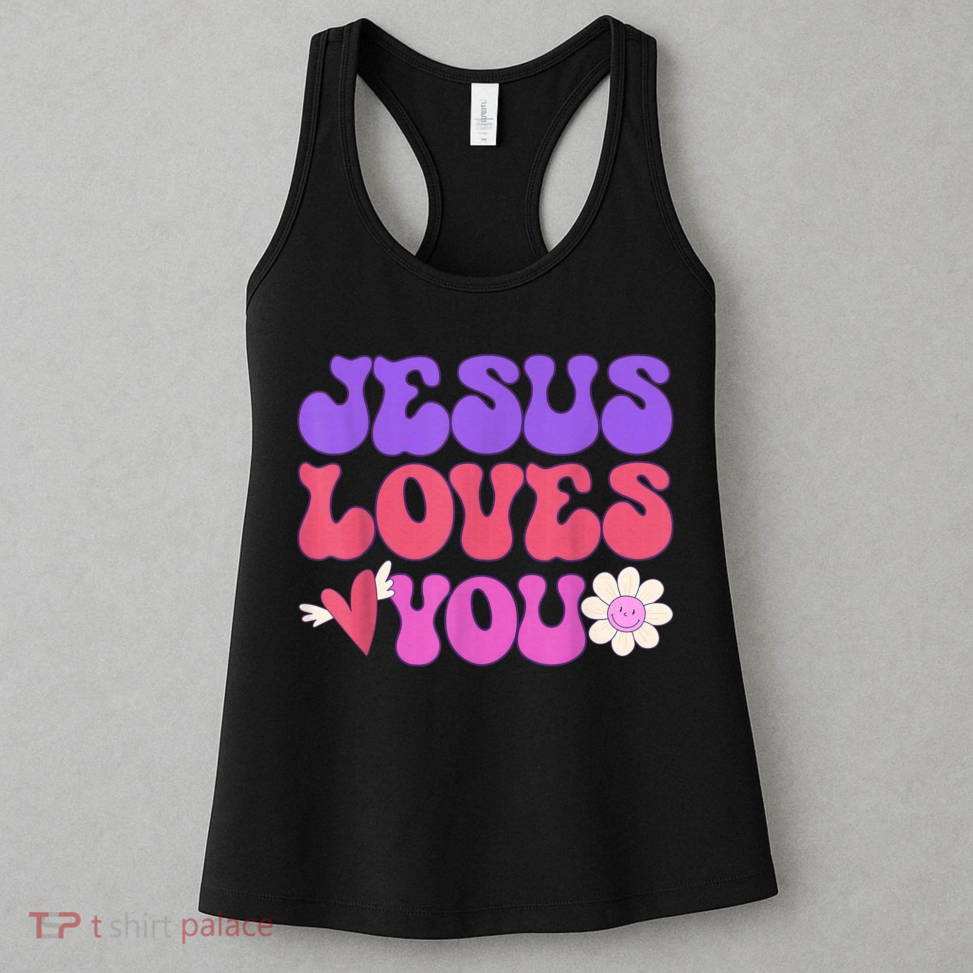 Groovy Christian Jesus Loves You 70's Hippie Women's Tank Top