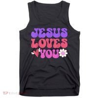 Groovy Christian Jesus Loves You 70's Hippie Tank Top thumb 0