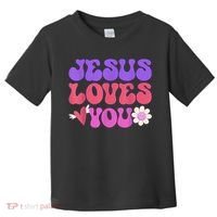 Groovy Christian Jesus Loves You 70's Hippie Toddler T-Shirt thumb 0