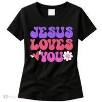 Groovy Christian Jesus Loves You 70's Hippie Women's T-Shirt thumb 0
