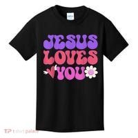 Groovy Christian Jesus Loves You 70's Hippie Kids T-Shirt thumb 0