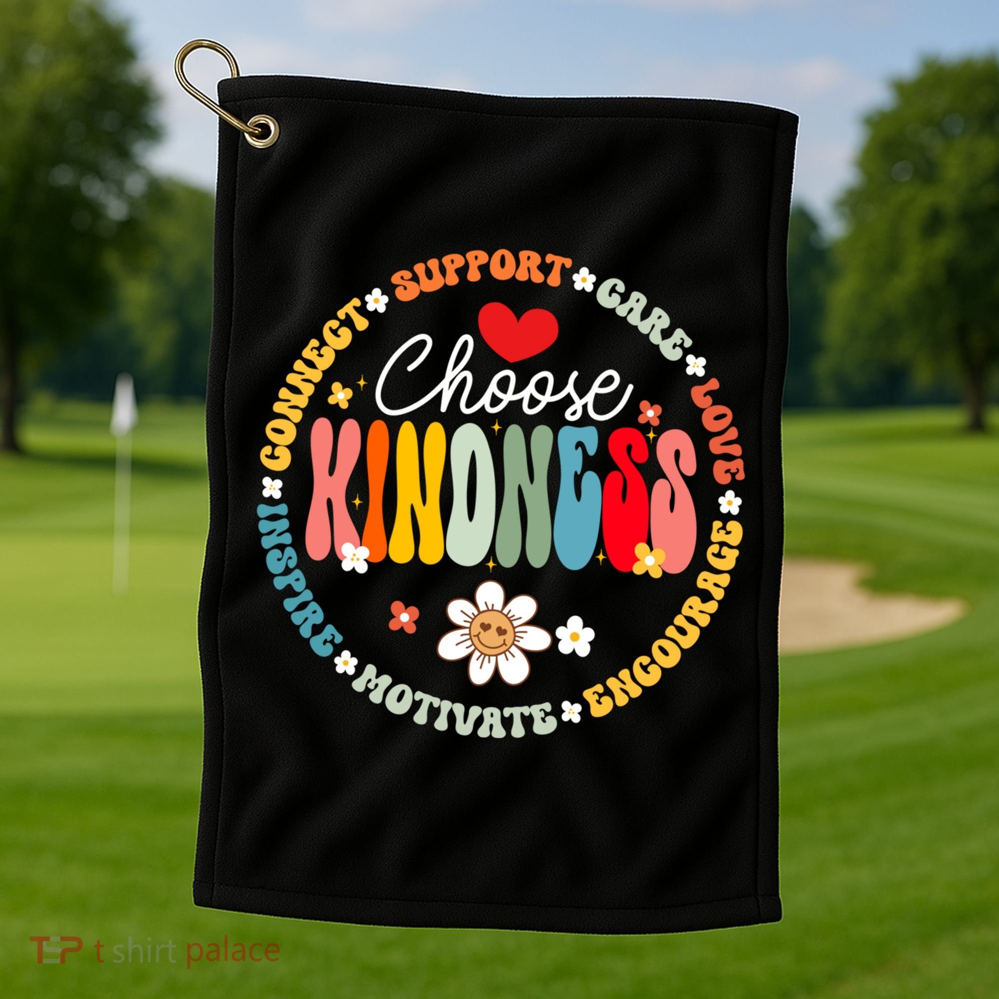 Groovy Choose Kindness Daisy Be Kind Inspirational Gift Golf Towel