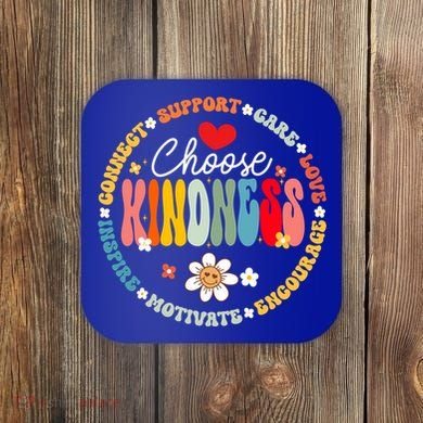 Groovy Choose Kindness Daisy Be Kind Inspirational Gift Coaster