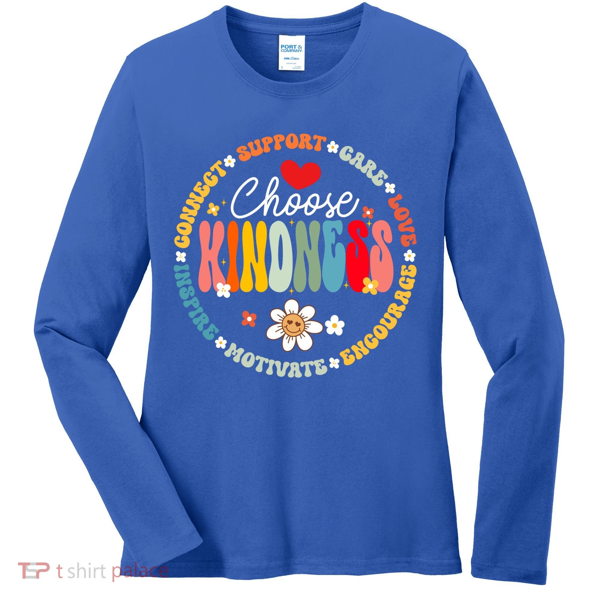 Groovy Choose Kindness Daisy Be Kind Inspirational Gift Women's Long Sleeve Shirt