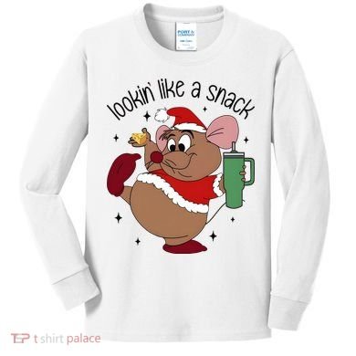 Gus Christmas Looking Like A Snack Cute Mouse Kids Long Sleeve Shirt