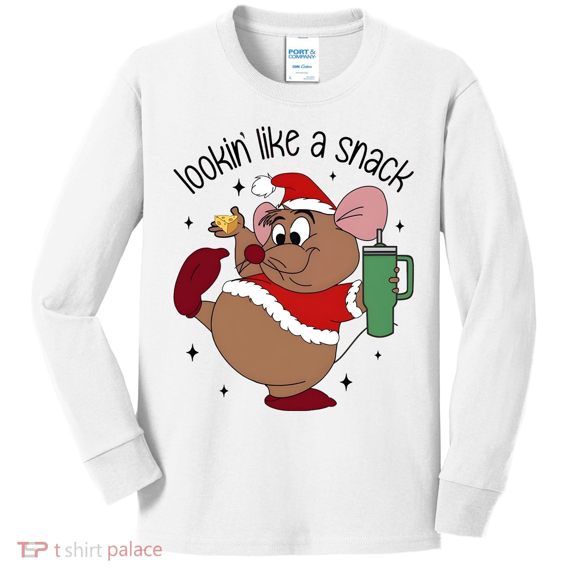 Gus Christmas Looking Like A Snack Cute Mouse Kids Long Sleeve Shirt