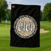 Gigi Cheetah Leopard Print Circle Love Patience Black Gift Golf Towel thumb 1