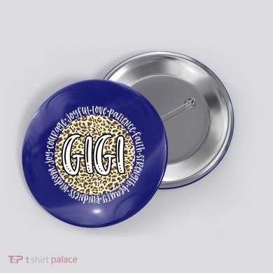 Gigi Cheetah Leopard Print Circle Love Patience Black Gift Button