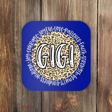 Gigi Cheetah Leopard Print Circle Love Patience Black Gift Coaster