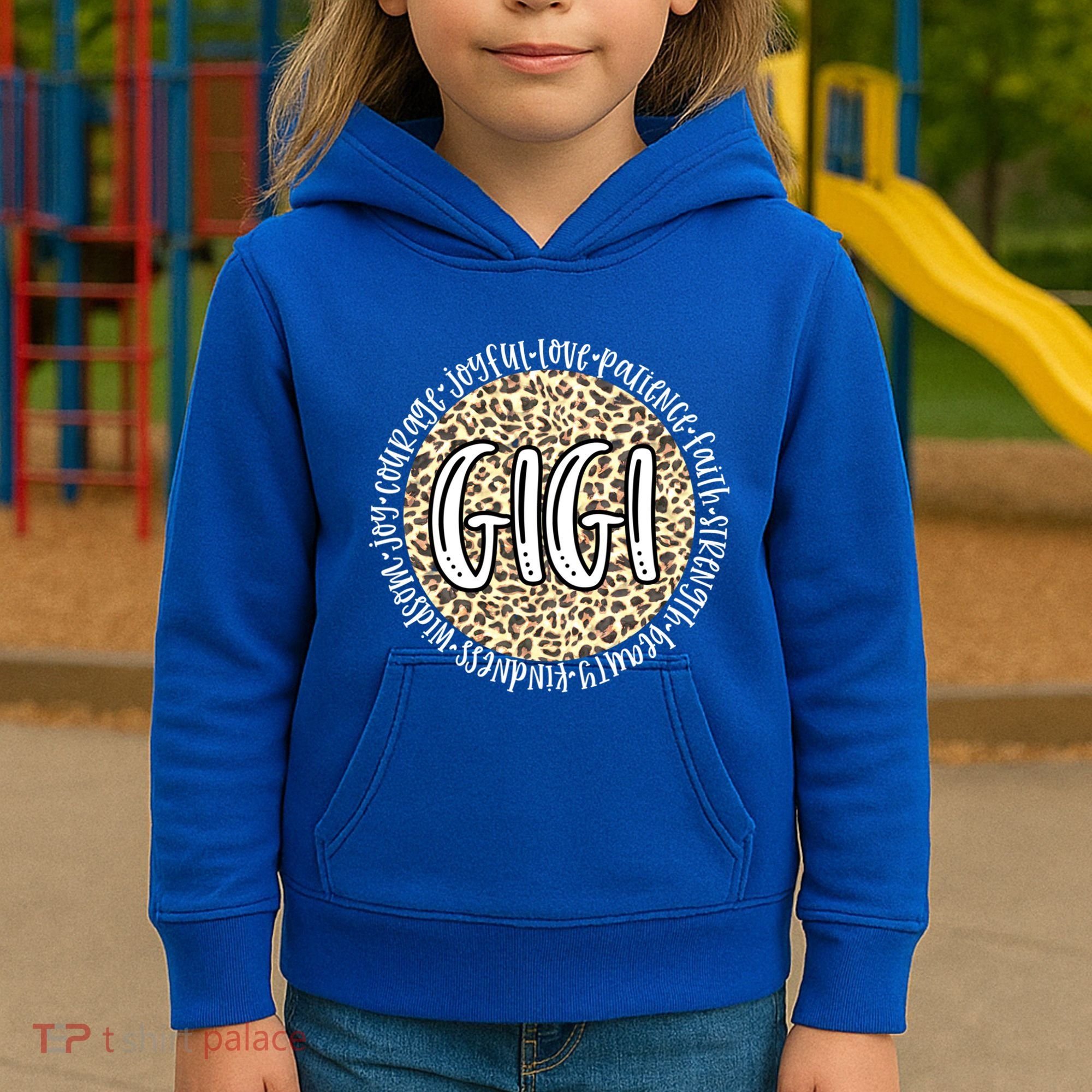 Gigi Cheetah Leopard Print Circle Love Patience Black Gift Kids Hoodie