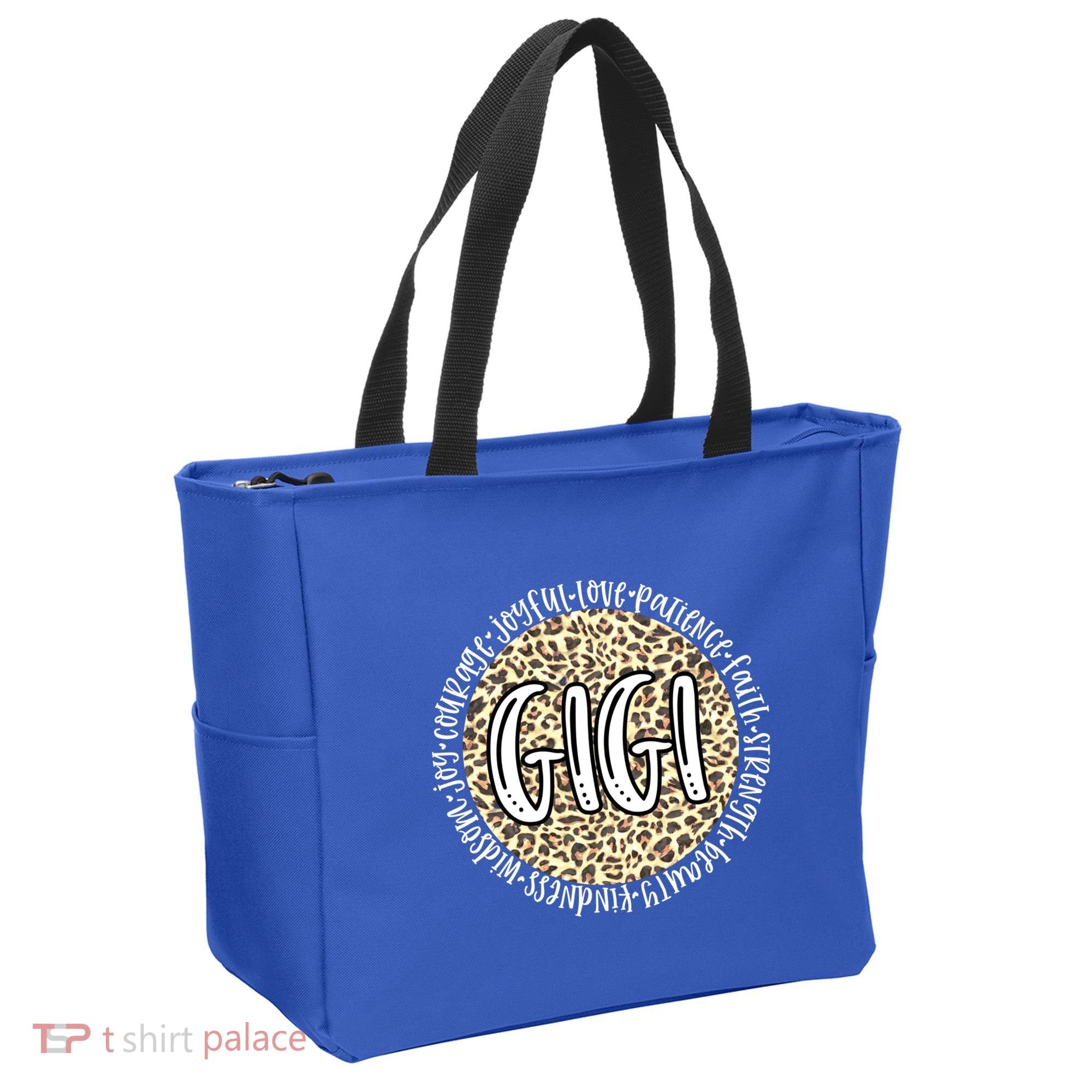 Gigi Cheetah Leopard Print Circle Love Patience Black Gift Tote Bag