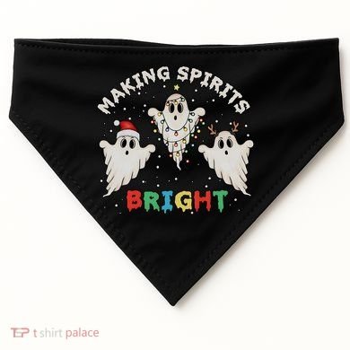 Ghost Christmas Light Scary Funny Boo Making Spirits Bright USA-Made Doggie Bandana