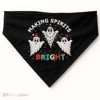 Ghost Christmas Light Scary Funny Boo Making Spirits Bright USA-Made Doggie Bandana thumb 0