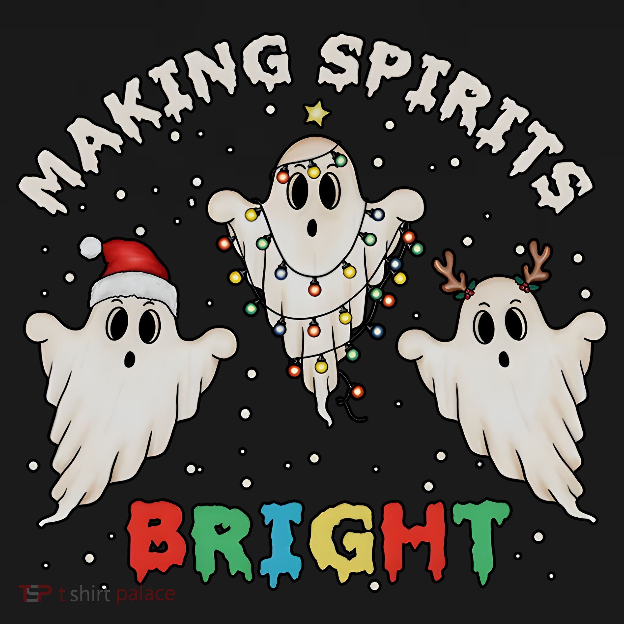 Ghost Christmas Light Scary Funny Boo Making Spirits Bright USA-Made Doggie Bandana