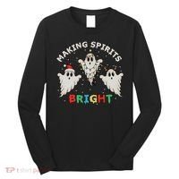Ghost Christmas Light Scary Funny Boo Making Spirits Bright Long Sleeve Shirt thumb 0