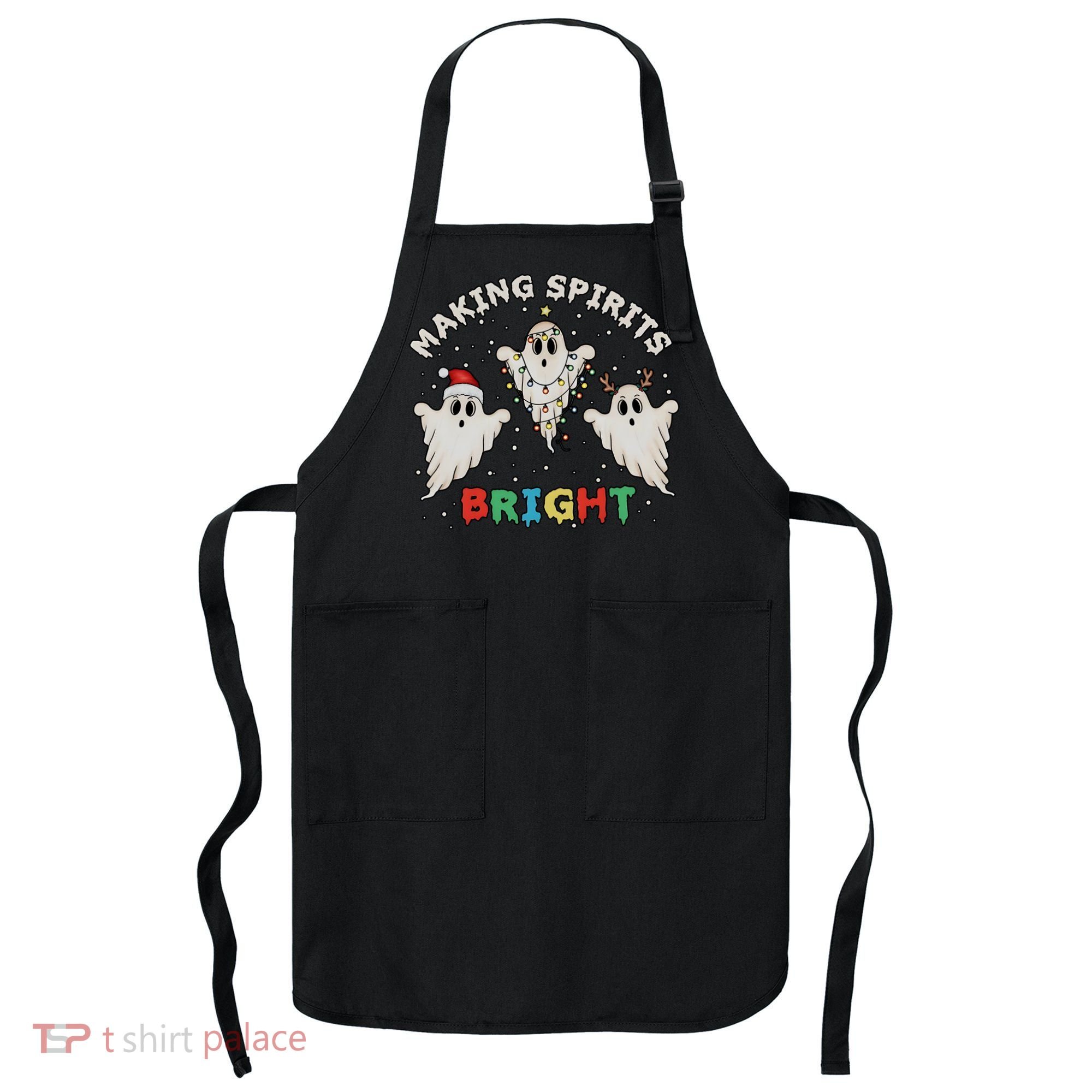 Ghost Christmas Light Scary Funny Boo Making Spirits Bright Apron