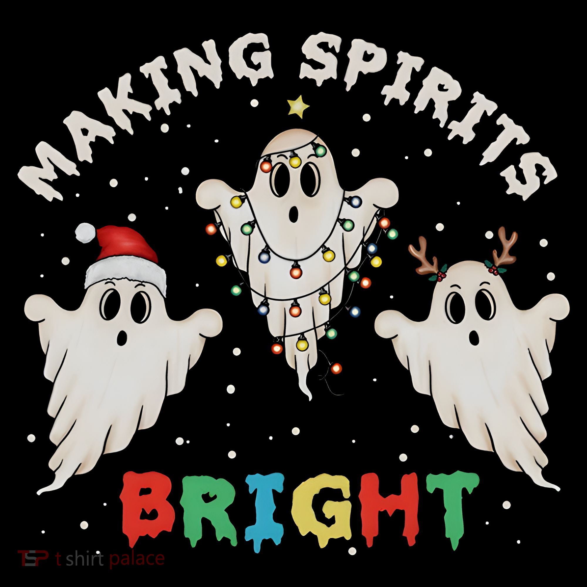 Ghost Christmas Light Scary Funny Boo Making Spirits Bright Sweatshirt