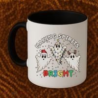Ghost Christmas Light Scary Funny Boo Making Spirits Bright Coffee Mug thumb 2