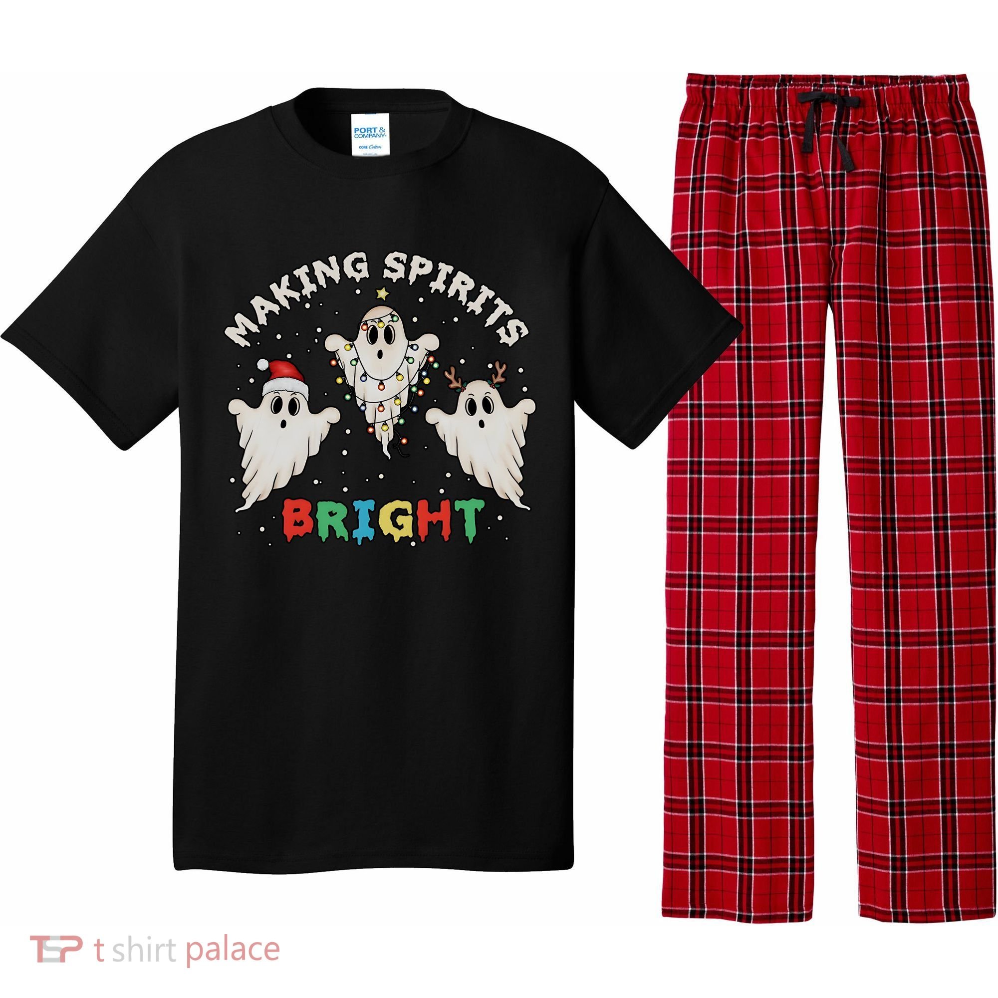 Ghost Christmas Light Scary Funny Boo Making Spirits Bright Pajama Set