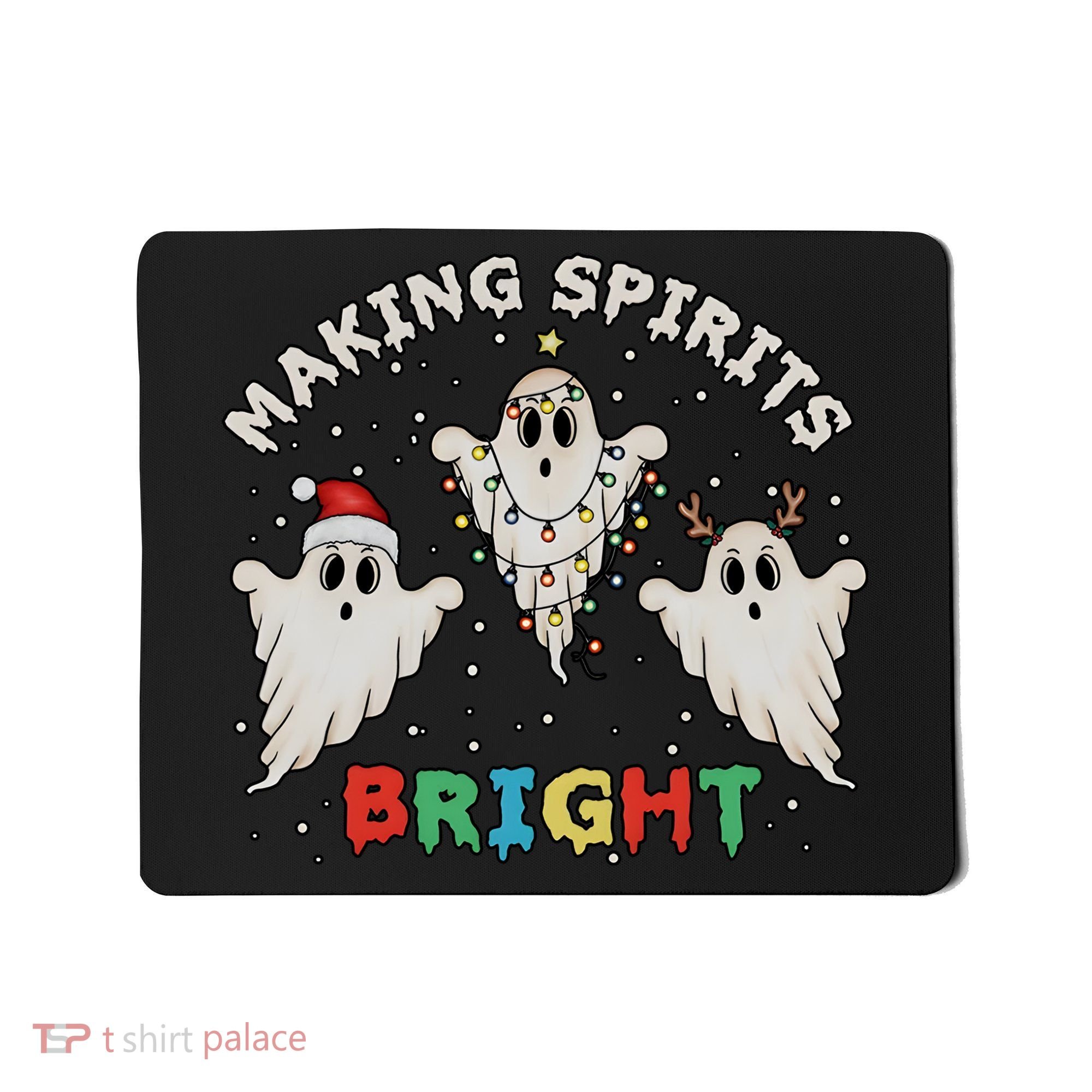Ghost Christmas Light Scary Funny Boo Making Spirits Bright Mousepad