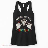 Ghost Christmas Light Scary Funny Boo Making Spirits Bright Women's Tank Top thumb 0