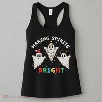 Ghost Christmas Light Scary Funny Boo Making Spirits Bright Women's Tank Top thumb 3