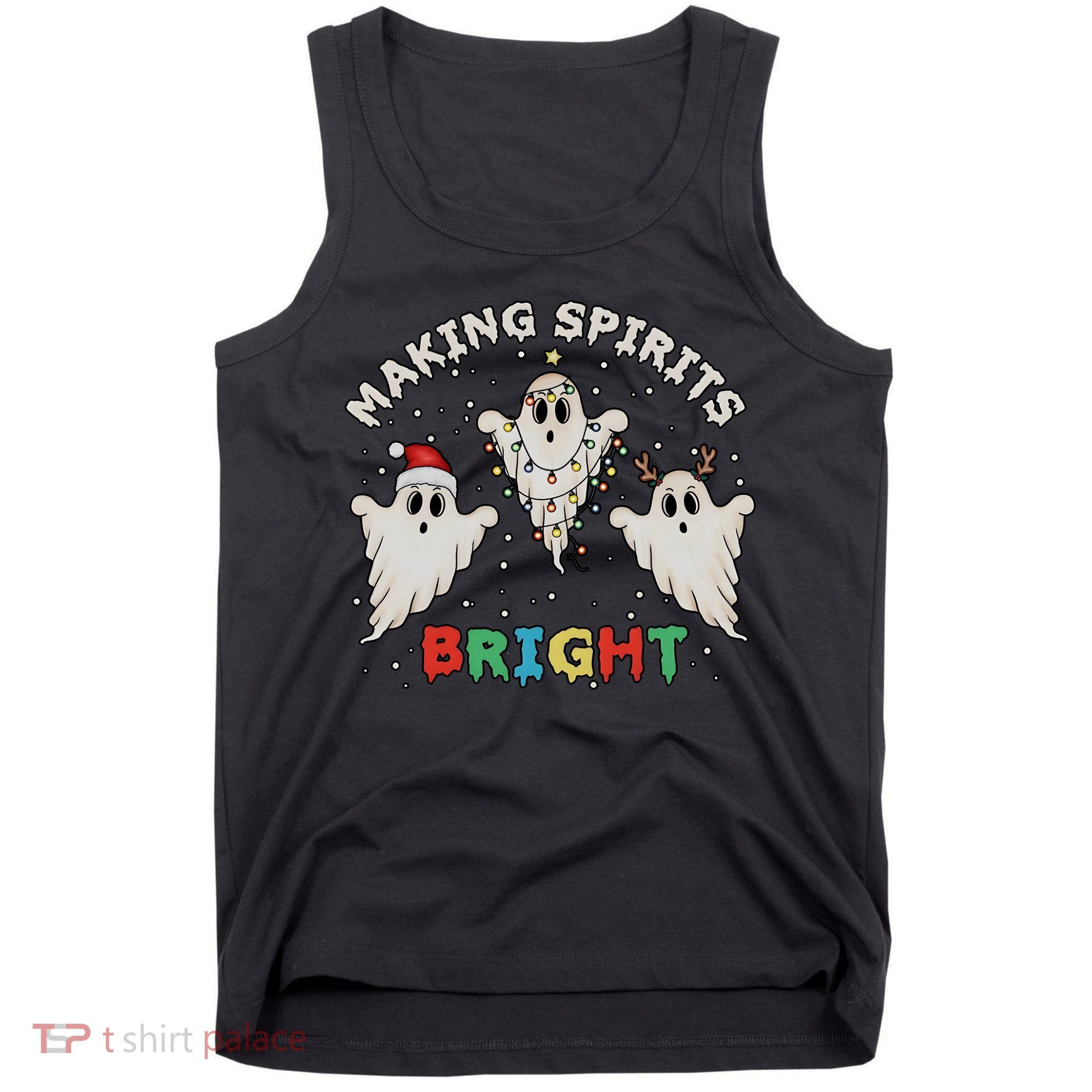 Ghost Christmas Light Scary Funny Boo Making Spirits Bright Tank Top