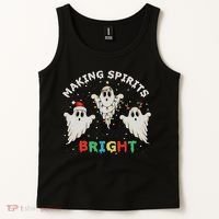 Ghost Christmas Light Scary Funny Boo Making Spirits Bright Tank Top thumb 2