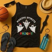 Ghost Christmas Light Scary Funny Boo Making Spirits Bright Tank Top thumb 4
