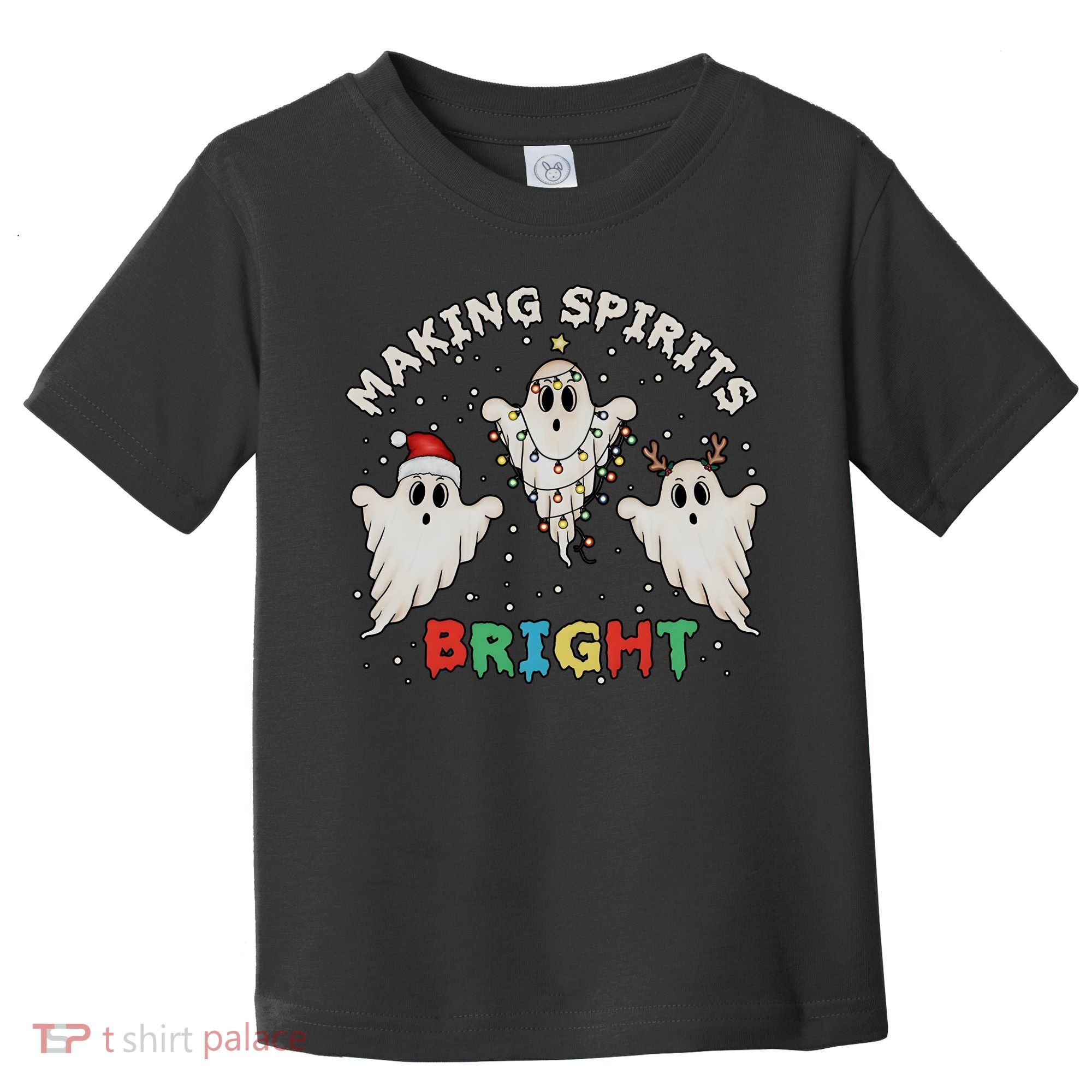 Ghost Christmas Light Scary Funny Boo Making Spirits Bright Toddler T-Shirt