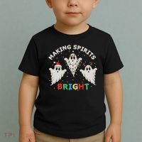 Ghost Christmas Light Scary Funny Boo Making Spirits Bright Toddler T-Shirt thumb 2