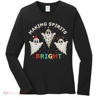 Ghost Christmas Light Scary Funny Boo Making Spirits Bright Women's Long Sleeve Shirt thumb 0