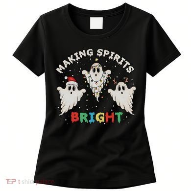Ghost Christmas Light Scary Funny Boo Making Spirits Bright Women's T-Shirt