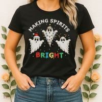 Ghost Christmas Light Scary Funny Boo Making Spirits Bright Women's T-Shirt thumb 2