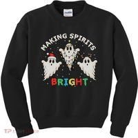 Ghost Christmas Light Scary Funny Boo Making Spirits Bright Kids Sweatshirt thumb 0