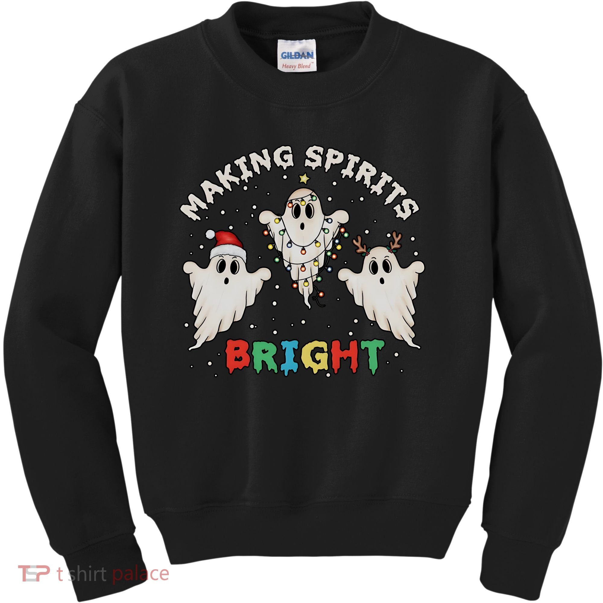 Ghost Christmas Light Scary Funny Boo Making Spirits Bright Kids Sweatshirt
