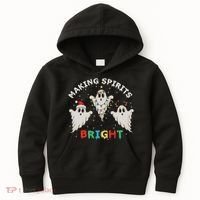 Ghost Christmas Light Scary Funny Boo Making Spirits Bright Kids Hoodie thumb 0